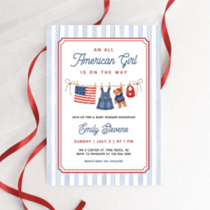 Invitación Chica Americana Total Ducha de Bebé Patriótica
