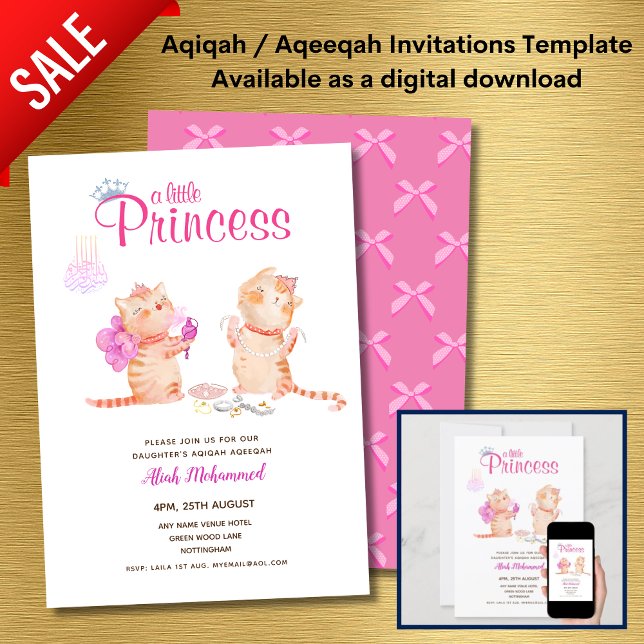 Invitación Chica AQIQAH Baby Shower Birthday Princess Theme (Subido por el creador)