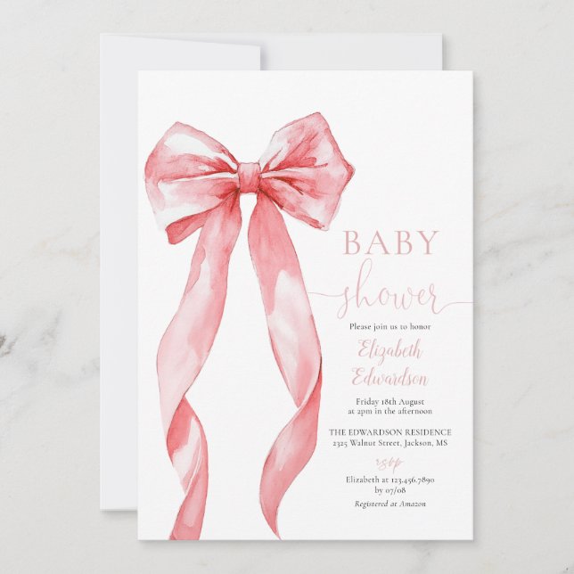 Invitación Chica Arco Rosa Cumpleaños Bebé Código QR Foto (Anverso)
