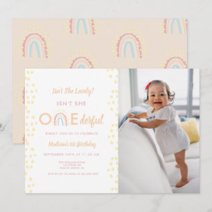 Invitación Chica arcoiris Boho Maravilloso foto cumpleaños
