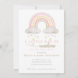Invitación Chica Arcoíris Boho Rosa Sunshine Baby Shower