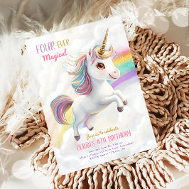 Invitación Chica arcoiris Fiesta unicornio mágico Pastel Cump