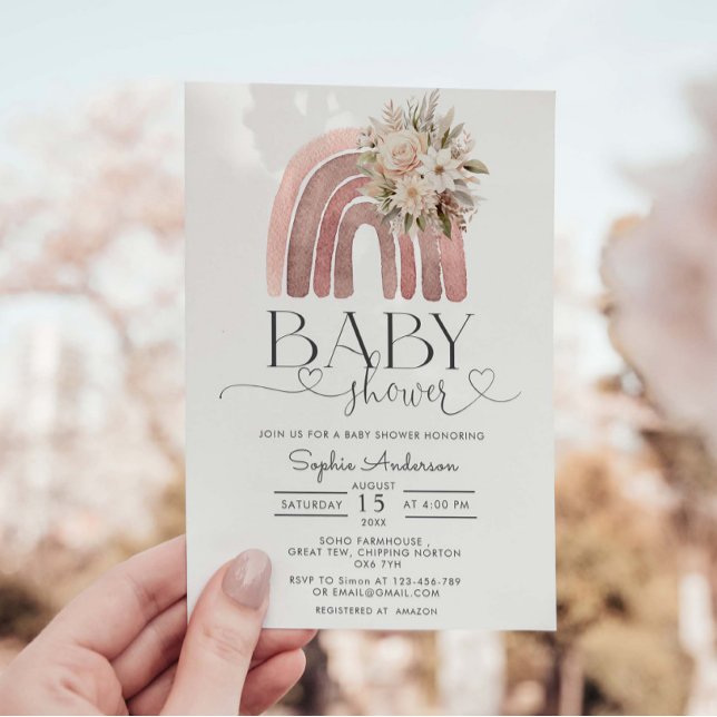 Invitación Chica arcoiris floral Boho Baby Shower (Subido por el creador)