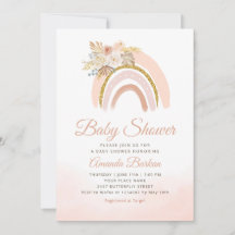 Chica arcoiris rosa Boho Pampas Baby Shower