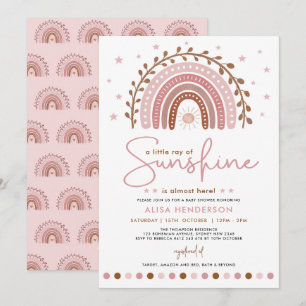 Invitación Chica arcoiris rosa de Baby Shower