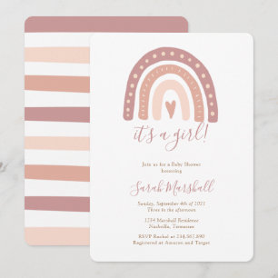 Invitación Chica Arcoiris rosa Rubor Es un Baby Shower Chica