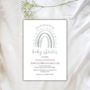 Invitación Chica arcoiris rosado simple Boho Baby Shower