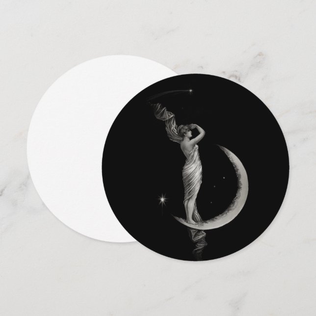Invitación Chica Art Nouveau Moon (Anverso / Reverso)