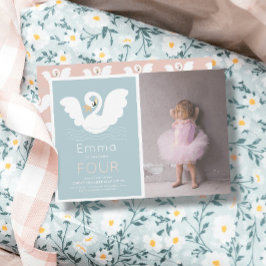 Invitación Chica azul moderno Princesa de Swan Foto de cumple