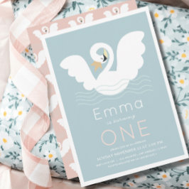 Invitación Chica azul moderno Princesa de Swan Primer cumplea