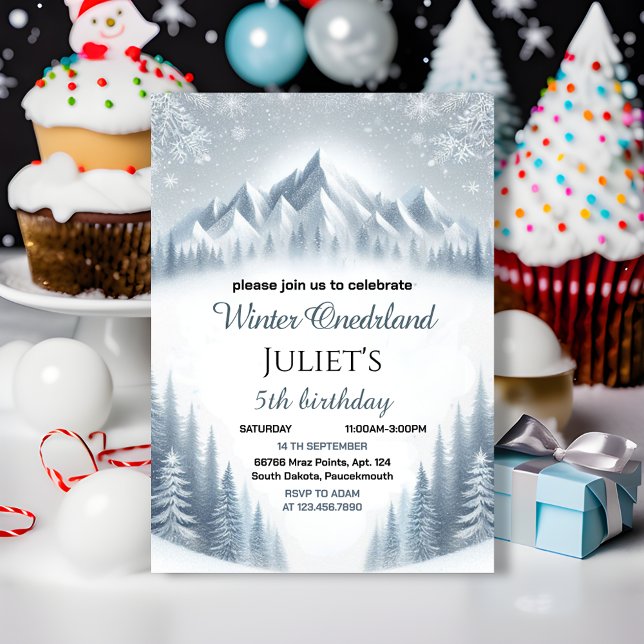 Invitación chica azul niño nieve Invierno Onederland 13 cumpl (Subido por el creador)