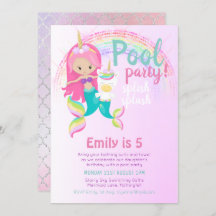 Chica azul rosa de Mermaid Unicorn Pool Fiesta