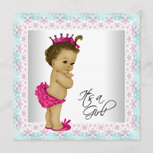 Invitación Chica azul rosa y Verde azulada