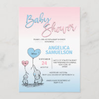 Chica azul rosado o Baby Shower de niño elefante n