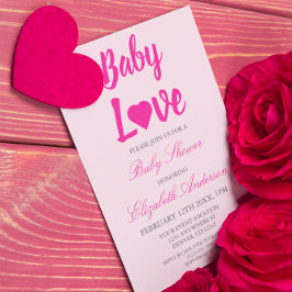 Invitación Chica Baby Love Heart Baby Shower