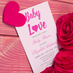 Invitación Chica Baby Love Heart Baby Shower