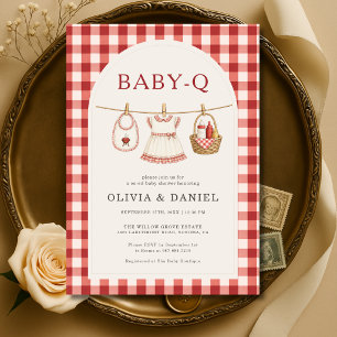 Invitación Chica Baby-Q Fiesta de BBQ en el patio trasero par