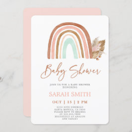Invitación Chica Baby Shower arcoiris rosa