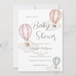 Invitación Chica Baby Shower Balones de aire caliente Colores