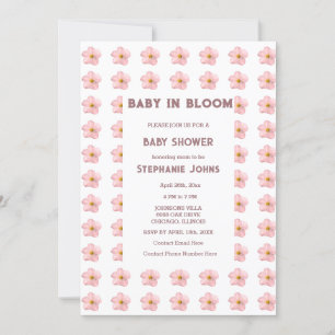 Invitación Chica Baby Shower Bebé En Bloom Pink Floral Trendy