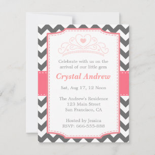 Invitación Chica Baby Shower - Bebé Princesa y Diadema