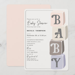 Invitación Chica Baby Shower bloquea Rubor