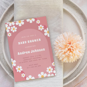 Invitación Chica Baby Shower Boho de Daisy Floral de Arco Ros