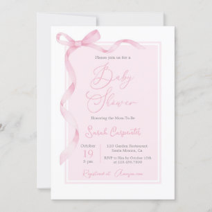 Invitación Chica Baby Shower Bow Rosado
