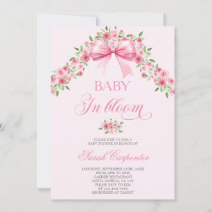 Invitación Chica Baby Shower Bows And Flowers