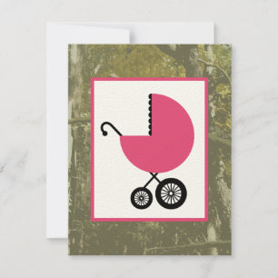 Invitación Chica Baby Shower - Camo y portaequipajes rosados 