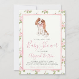 Invitación Chica Baby Shower Cavalier Perro Cachorro