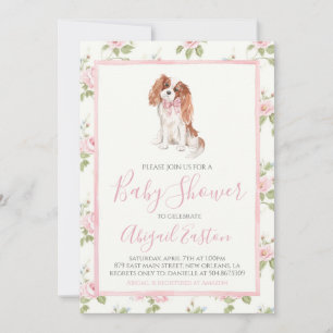 Invitación Chica Baby Shower Cavalier Perro Cachorro