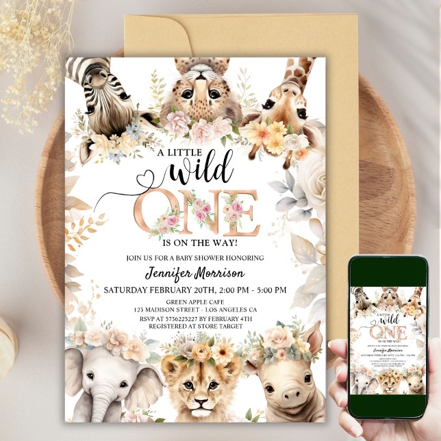 Invitación Chica Baby Shower de animales salvajes de la jungl (Subido por el creador)