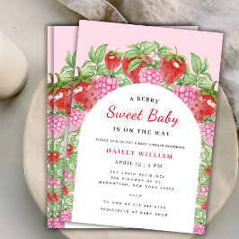 Invitación Chica Baby Shower de Berry Sweet Strawberry Arch