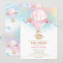 Chica Baby Shower de Bunny Rabbit Hot Air Balloon