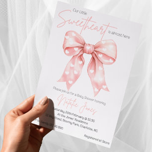 Invitación Chica Baby Shower de Coquette Bow rosa