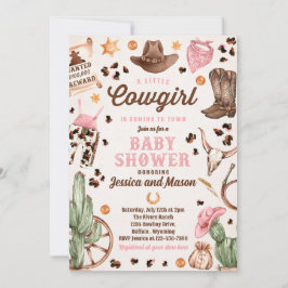 Invitación Chica Baby Shower de Cowgirl Wild West Rodeo Ranch