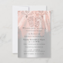 Invitación Chica Baby Shower de  de  real de Rosa rosa