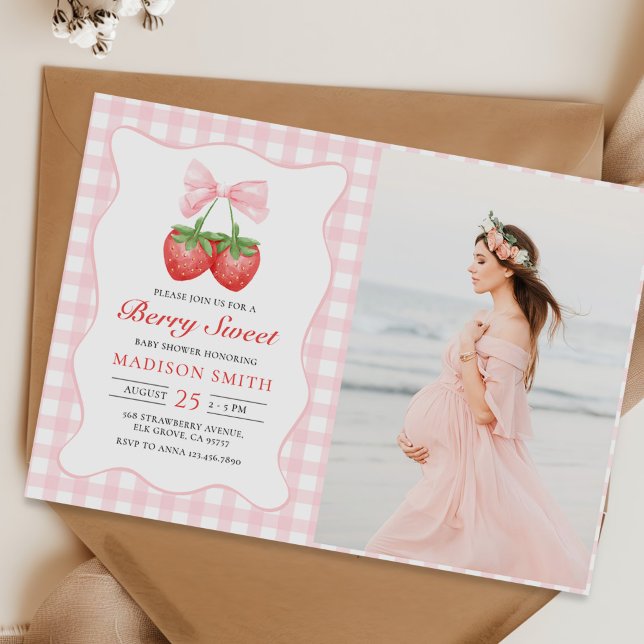 Invitación Chica Baby Shower de fresa Berry Sweet (Subido por el creador)
