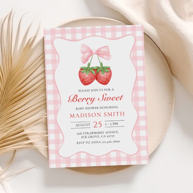 Invitación Chica Baby Shower de fresa Berry Sweet (Subido por el creador)