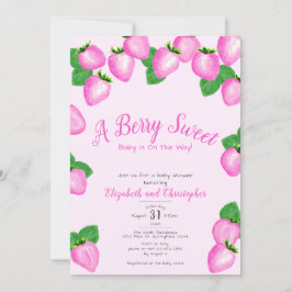 Invitación Chica Baby Shower de fresa dulce de Berry rosa