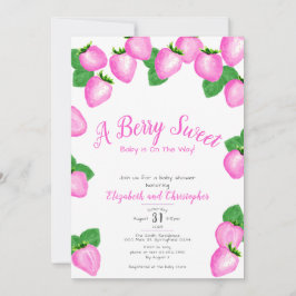 Invitación Chica Baby Shower de fresa dulce de Berry rosa