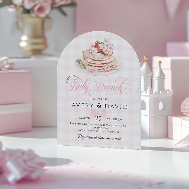 Invitación Chica Baby Shower de fresa panqueque bebé Brunch (Subido por el creador)