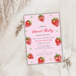 Invitación Chica Baby Shower de fresa rosa Berry Sweet
