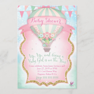 Invitación CHICA Baby Shower de globo aerostático GC
