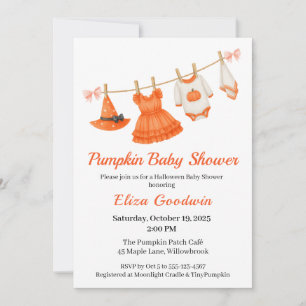 Invitación Chica Baby Shower de Halloween Calabaza de peque