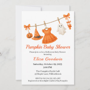 Invitación Chica Baby Shower de Halloween Calabaza de peque
