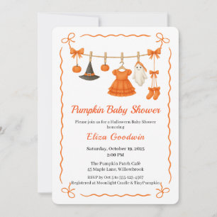 Invitación Chica Baby Shower de Halloween Calabaza de peque