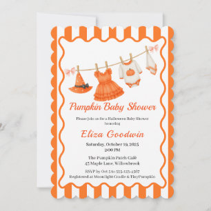 Invitación Chica Baby Shower de Halloween Calabaza de peque
