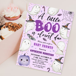 Invitación Chica Baby Shower de Halloween Morple Little Boo G